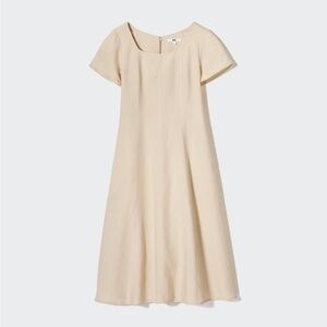 Uniqlo Linen Blend Square Neck Short-Sleeve Dress